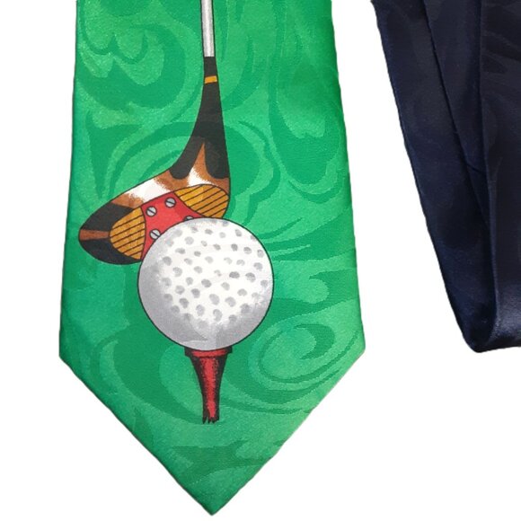 Vintage Golf Tie Steven Harris Handmade in Korea 56 in Long Dad Gift Funny Tie - Picture 8 of 9